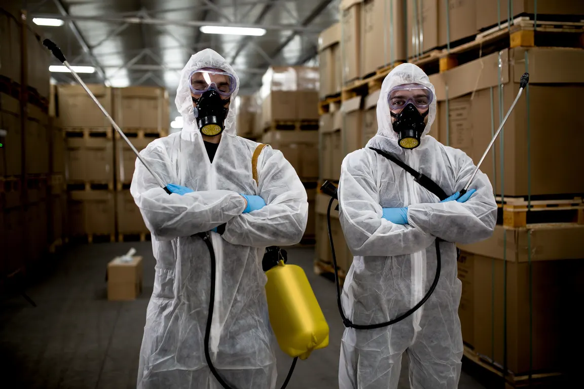 Technicians in protective equipment