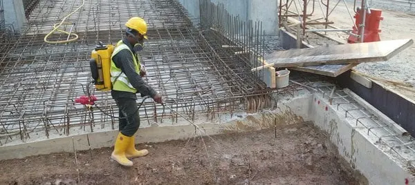 Termite treatment around foundation works